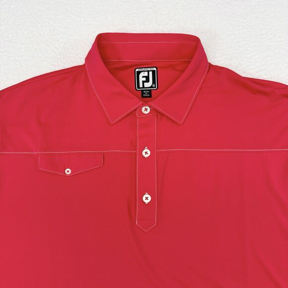 FootJoy Golf Polo Shirt Men XL‎ Athletic Fit Pink Solid Stretch Performance - Picture 5 of 12